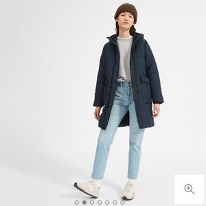 Navy RE-NEW Long Puffer Coat